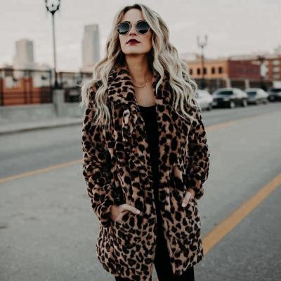 China Sustainable Faux Fur Coat For Women Coat Jacket Warm Women's Leopard Winter Fashion Coats With Artificial Fur for sale