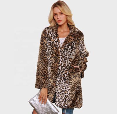 China Autumn Winter Fashion Clothes Anti-Shrink Leopard Print Rabbit Fur Coat With Lapel For Young Lady With Competitive Price for sale