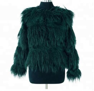 China Anti-Shrink Fleece Faux Lamb Fur Coat &jacket Hairy V-Neck Solid Colored for sale