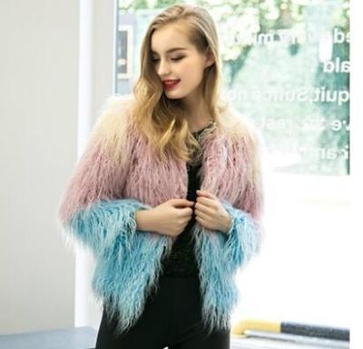 China Anti-Shrink Faux Lambswool Short Pink Fur Coat For Women Fluffy Hairy Imitation Fur Jacket for sale