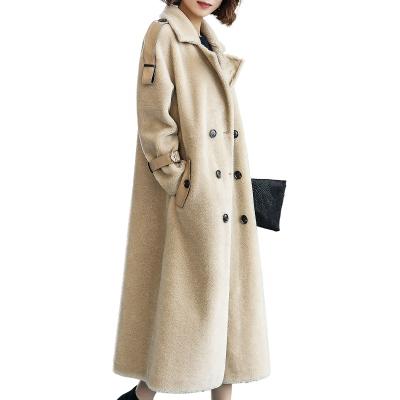 China Women's Long Fur Coat Luxury Anti-Shrink Shearling Outwear Faux Fox Fur Jacket Faux Fur Coat Winter Clothing for sale