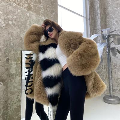 China 2021 New Winter Style Faux Fox Fur Anti-Shrink Jacket Wear Coats Plus Size Fur Coat For Women for sale