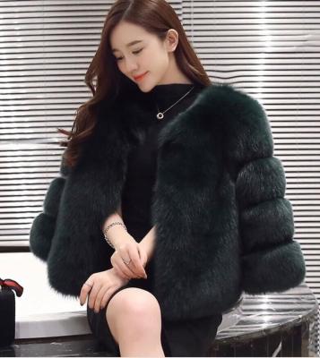 China Anti Shrink Women's Fox Short Fur Coat &jacket O-Neck Solid Colored for sale