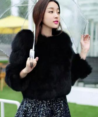 China Anti-Shrink Plus Size Fox Fur Coat &Jacket For Women Black for sale