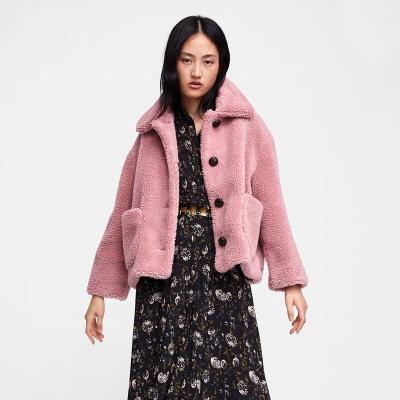 China Gray Jacket Winter Coat Spring White Pink Coat Short Pattern Faux Lamb Fur Jacket Black Anti-Shrink Coat for sale