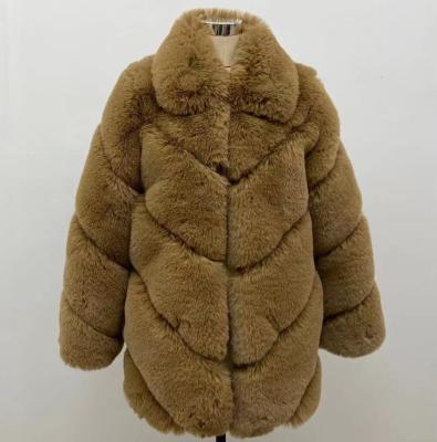 China 2021 New Style UK Market Women's Winter Coat Faux Rabbit Fur Anti-Shrink Jacket Plus Size Fur Coat For Women for sale