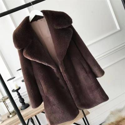 China Women's Faux Mink Long Winter Coat Shaggy Coat Fashion Long Sleeve Anti-Shrink Ditch Coat for sale