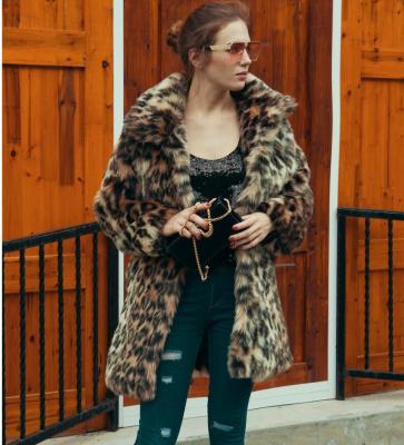 China Red Purple Women Faux Leopard Fur Jacket Coat Fur Jacket Coat Medium Fluffy Hairy Artificial Apparel Gear Anti-Shrink Red Purple for sale