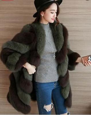 China Women Anti Shrink Plus Size Fox Faux Fur Fur Coat Block Color 3xl for sale