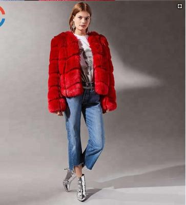 China New Style Anti-Shrink Yellow Zipper Women's Faux Fox Fur Coat For Fall Elastic Band Solid Colored Black Blue 3xl Wholesaler for sale