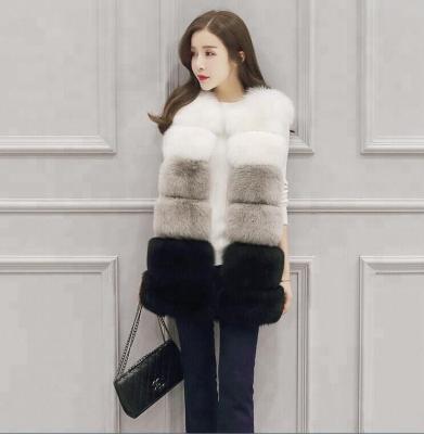 China Wholesaler Breathable Fur Vest Long Waistcoat&Vest Three Color Block For Women for sale