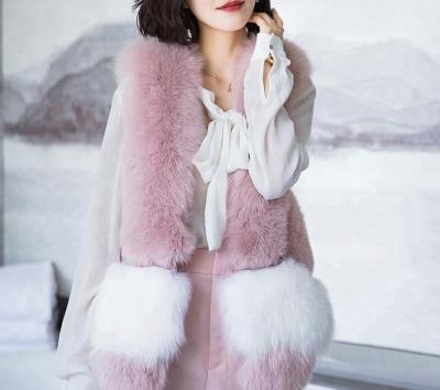 China Breathable Pink Fox Faux Fur Womens Invest For Girl Lady Winter for sale