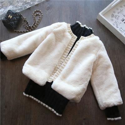 China brand new black Anti-wrinkle faux fur coat kids with high quality for sale