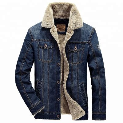 China Sustainable Mens Jeans Jacket With Faux Fur Lining And Collar for sale