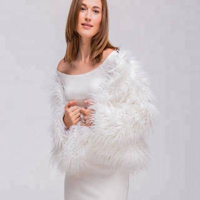 China Faux Fur Wholesaler Bridal White Faux Fox Fur Shawl Cape For Wedding For Dress Winter Vevening for sale