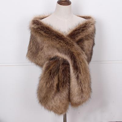 China Simple Dyed Faux Fox Raccoon Fur Bride Fashion Lady Faux Fur Scarf Shawl Wrap Stole for sale