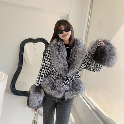 China Wholesale Factory Fox Fur Poncho Chunky Cardigan Faux Fur Plain Dyed Trim Shawl For Women for sale