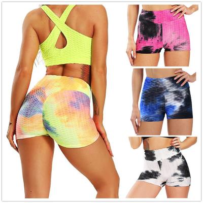 China LANTU breathable 2022 tie dye bubble yoga pants short butt hipster sexy sports and high waist fitness yoga pants gaiters for sale