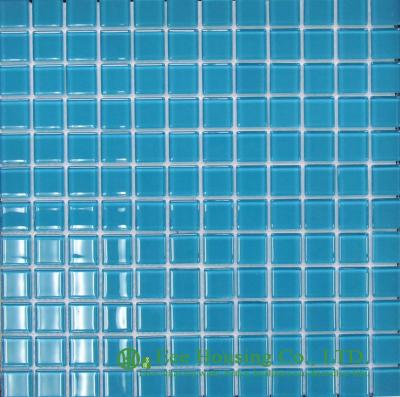 China 300mm*300mm Crystal  Mosaic Tile For Swimming Pools, Blue Color for sale