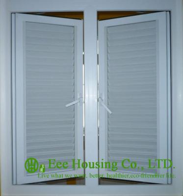 China White Color UPVC  Louvered Casement Windows,  Smooth and easy-to-clean surface for sale