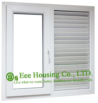 China White Color UPVC Casement and Shutter Windows, Vinyl louvers, with clear tempered glass for sale