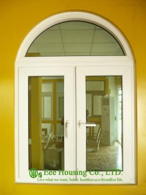 China White PVC Windows With Arched For Villas, 6mm tempered glass, double swing casement window for sale