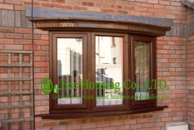 China Wood Color UPVC Windows For Villas/Apartment, Viny fixed and casement windows,clear glass for sale