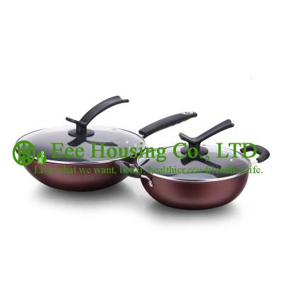 China 2 pieces stainless steel cooking cookware including fry pan and soup pot and milK pot for sale