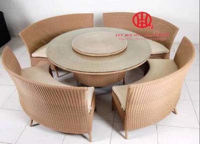 China Outdoor round rattan glass dining table set for sale for sale