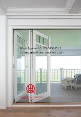 China Aluminum frame interior tempered folding glass door,3 or 4 panes double glazed aluminum profile glass bi-folding door for sale