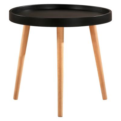 China Factory Adjustable Cheap Price Scandinavian Modern Wooden Side Table (Height) Tea Table For Living Room Round Tray Coffee Table With Solid Wood Leg for sale