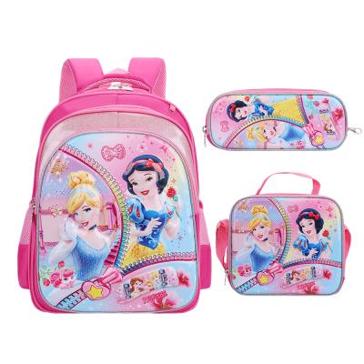 China Anti Theft 3 In 1 3D Cartoon School Bags Set With Lunch Box Pencil Case Girls Kids Backpack Children School Bags for sale