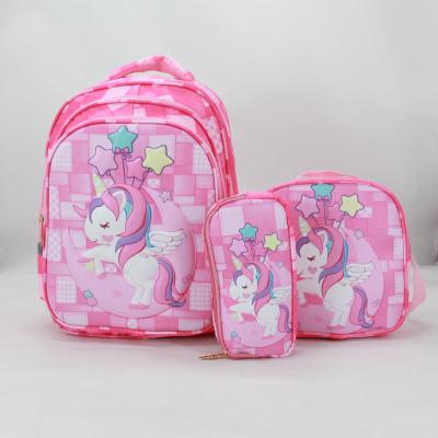 China Anti Theft 3 In 1 School Bags Set With Lunch Box Pencil Case Girls Kids Backpack Children School Bags for sale