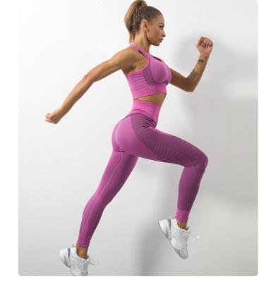 China Breathable Wholesale Sublimation Yoga Set Ribbed Women Leggings Yoga Set for sale