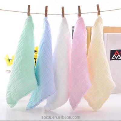 China Disposable Organic Cotton Solid Color Soft Wrinkle Wraps Baby Muslin Washcloths for sale