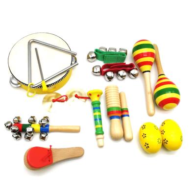 China Toy Wholesale Educational Toy Musical Instrument Wooden Musical Instrument Set For Children With Backpack for sale