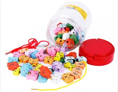 China Best Selling Animal Kids Educational Toys Wooden String Beads, Funny DIY String Beads Toys for Kids, Stringing Beads Toys for sale