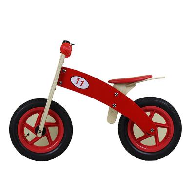 China 2021 Newest Popular Red Color Kids Early Learning Walking Wooden Balance Bike For Kids Training Balance Ability for sale