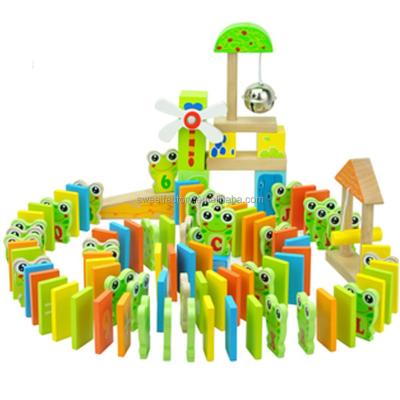 China DIY TOY Wooden Animal Domino Blocks Toys , Educational Frog Domino Building Block Toy For Kids for sale