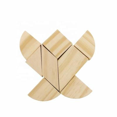 China Educational Toy Wooden Heart Shape Brain Training Geometry Tangram Puzzle DIY Practice Kids Intelligence With Manual for sale