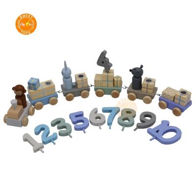 China Children's Toys Latest Design Wooden Animal Train With Candle Kids Birthday Train Toys Magnetic Combination Car Toy Set for sale