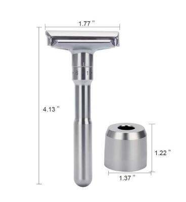 China Twin Blade Relax Classic Matte Silver Handle Adjustable Double Edge Safety Razor for sale