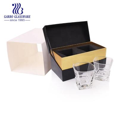 China New Classic/Postmodern Set of 2 -10 oz Whiskey Glasses for Old Fashioned Cocktails, Scotches Glasses with Square Bottom for sale