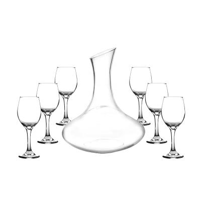 China New Garbo Glassware New Arrival 7pcs Classic/Postmodern Drinking Wine Glass Set Glass Decanter Set For Hotel Stemware Set Barware for sale