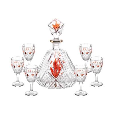 China Classic Style 7pcs High End Luxury Wine Glass Decanter With Glass Cups Set High End Whiskey Glass Decanter Sets For Liquor Drinking for sale