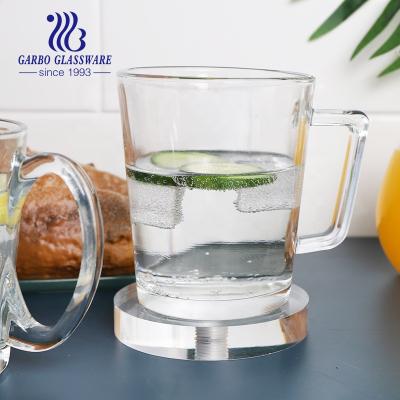 China Sustainable Square-handled Wholesale Classic Design Juice Coffee Milk Water Drinking Glass Mug With Heavy Bottom for sale