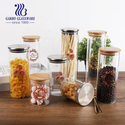 China Freshness Keeping Customized Designs Borosilicate Glass Storage Jar With Lid Kitchenware Food Spaghetti Beans Spice To Keep Fresh Gifts For Mom for sale