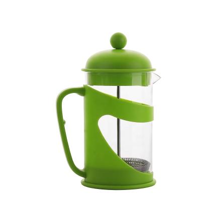 China WITH LID 800ml coffee borosilicate glass teapot pyrex glass pitcher with cover and handle pp kitchen press French coffee maker for sale