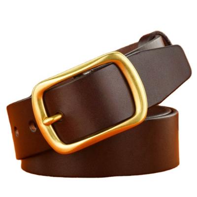 China Top Layer Cowhide Leather Belt Full Grain Buckle High Strength Copper Buckle Men's Belt for sale