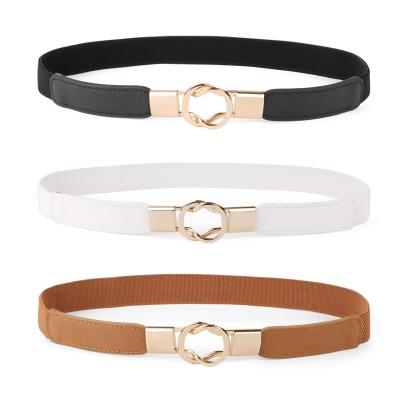 China High Strength Women Elastic Webbing Belt For Dress Leather Skinny Belts Snap Buckle for sale